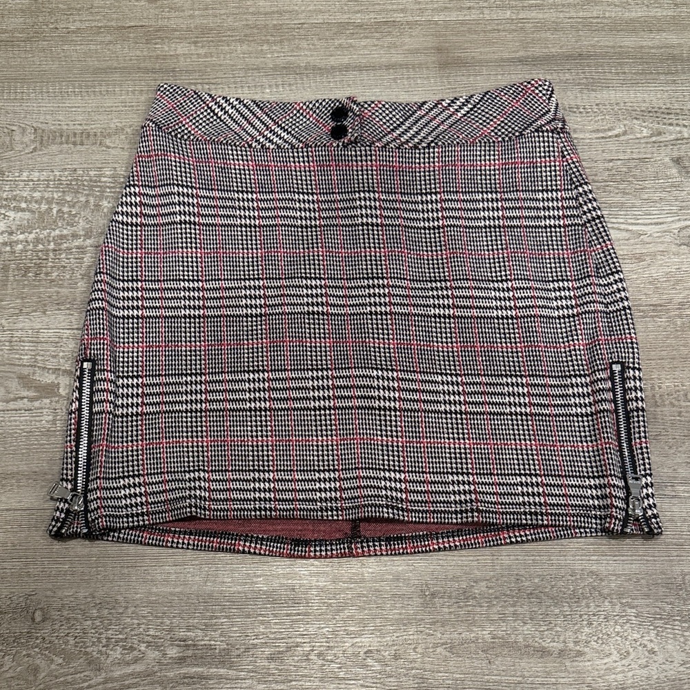 Express Black and Red Plaid Mini Skirt